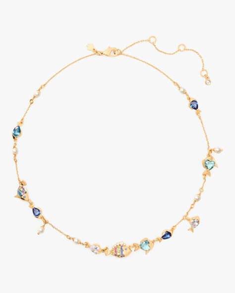 Kate Spade,What A Catch Scatter Fish Necklace,Blue Multi