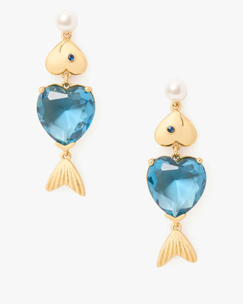 Kate Spade,What A Catch Fish Statement Earrings,Blue
