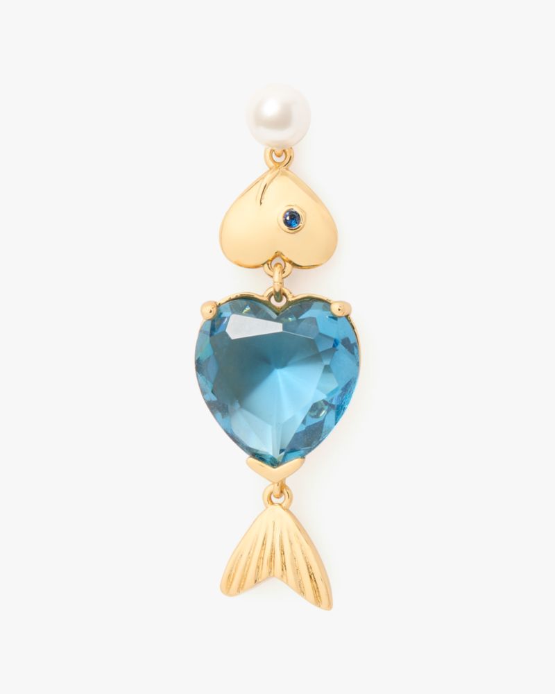 Kate Spade,What A Catch Fish Statement Earrings,Blue