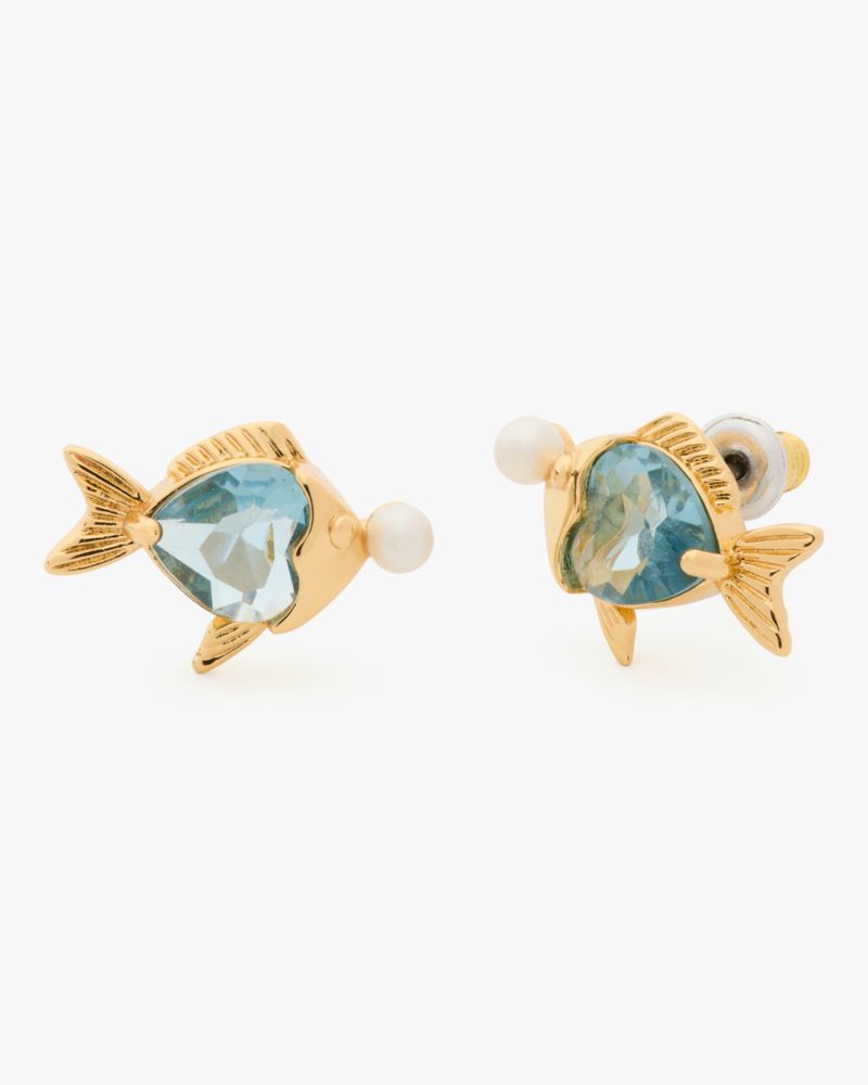 Kate Spade,What A Catch Fish Studs,Blue