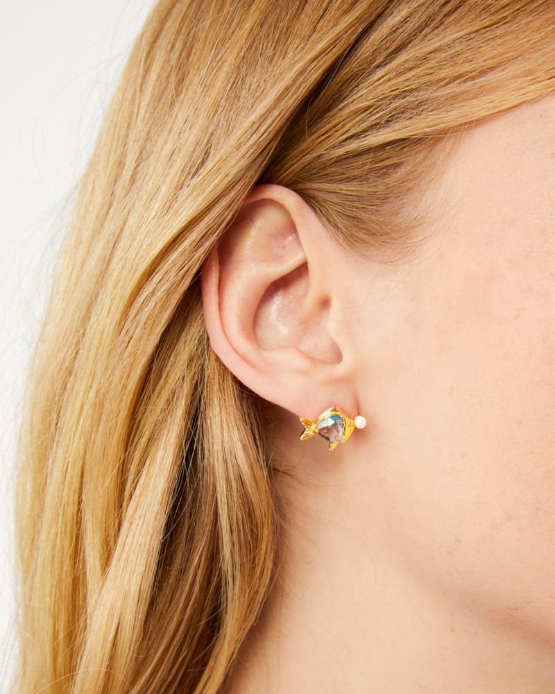 Kate Spade,What A Catch Fish Studs,Blue