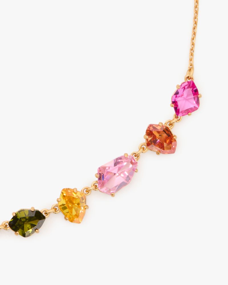 Kate Spade,Treasure Trove Necklace,Single Strand,Cubic Zirconia,Gem Embellishment,Gold Plated,Cocktail,Multi Color