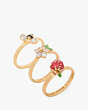Kate Spade,Strawberry Fields Stackable Ring Set,Red Multi