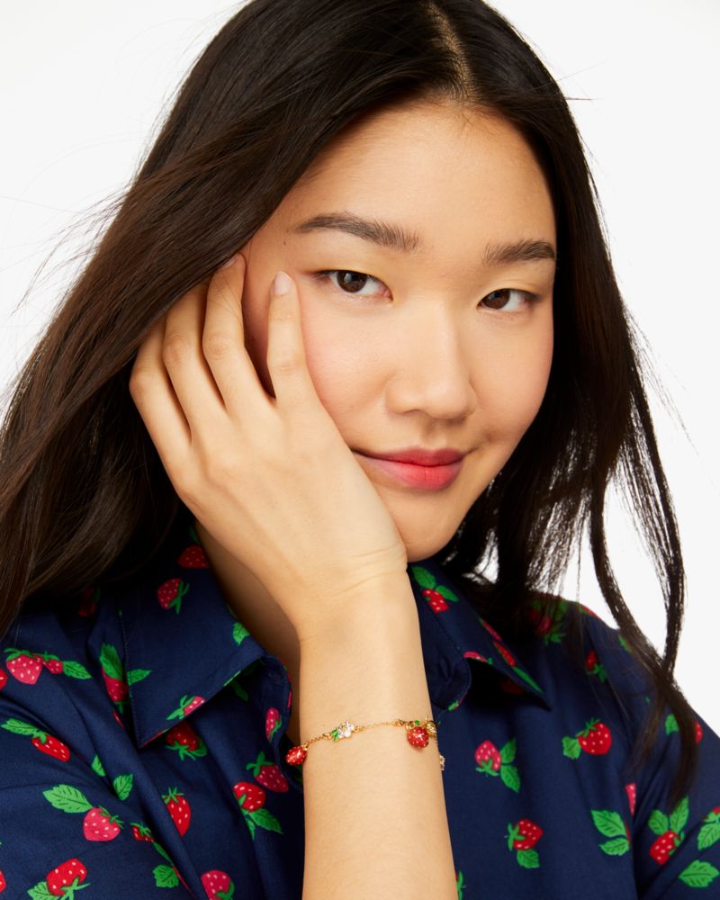 Kate Spade,ストロベリー フィールズ チャーム ブレスレット,ジュエリー,レッドマルチ