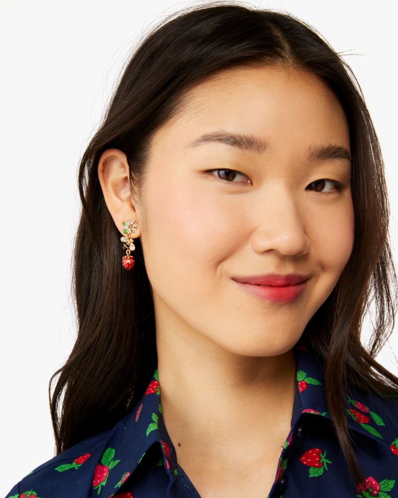 Kate Spade,Strawberry Fields Statement Earrings,Red Multi