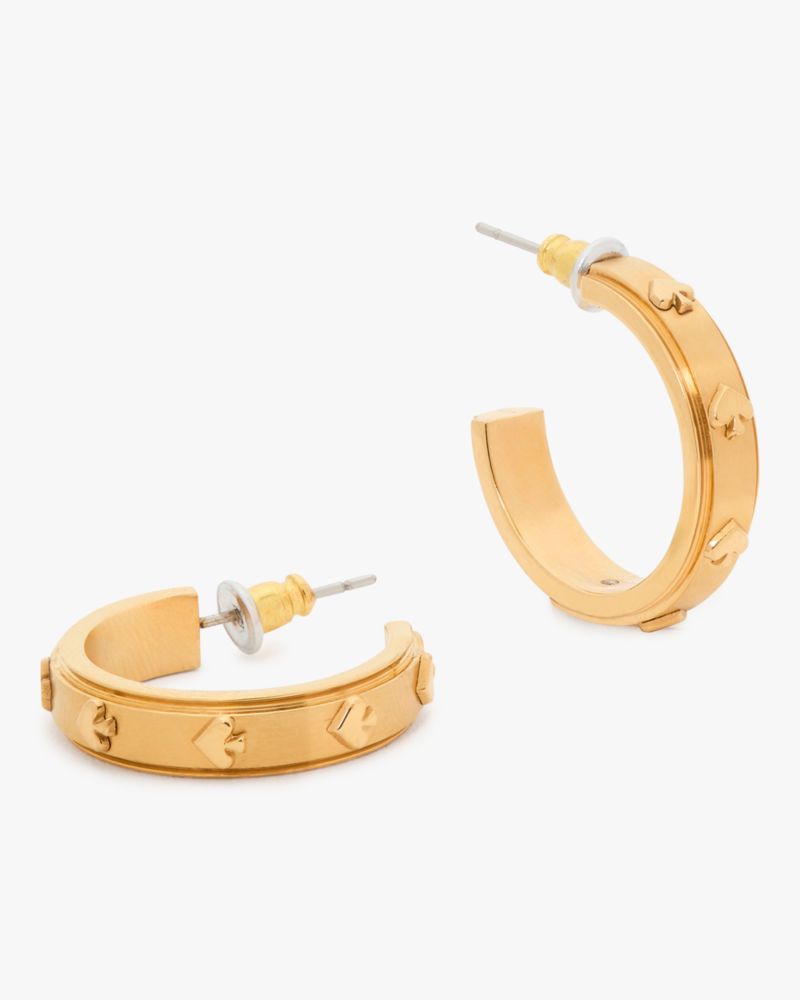 Kate Spade,Spot The Spade Metal Hoops,Gold