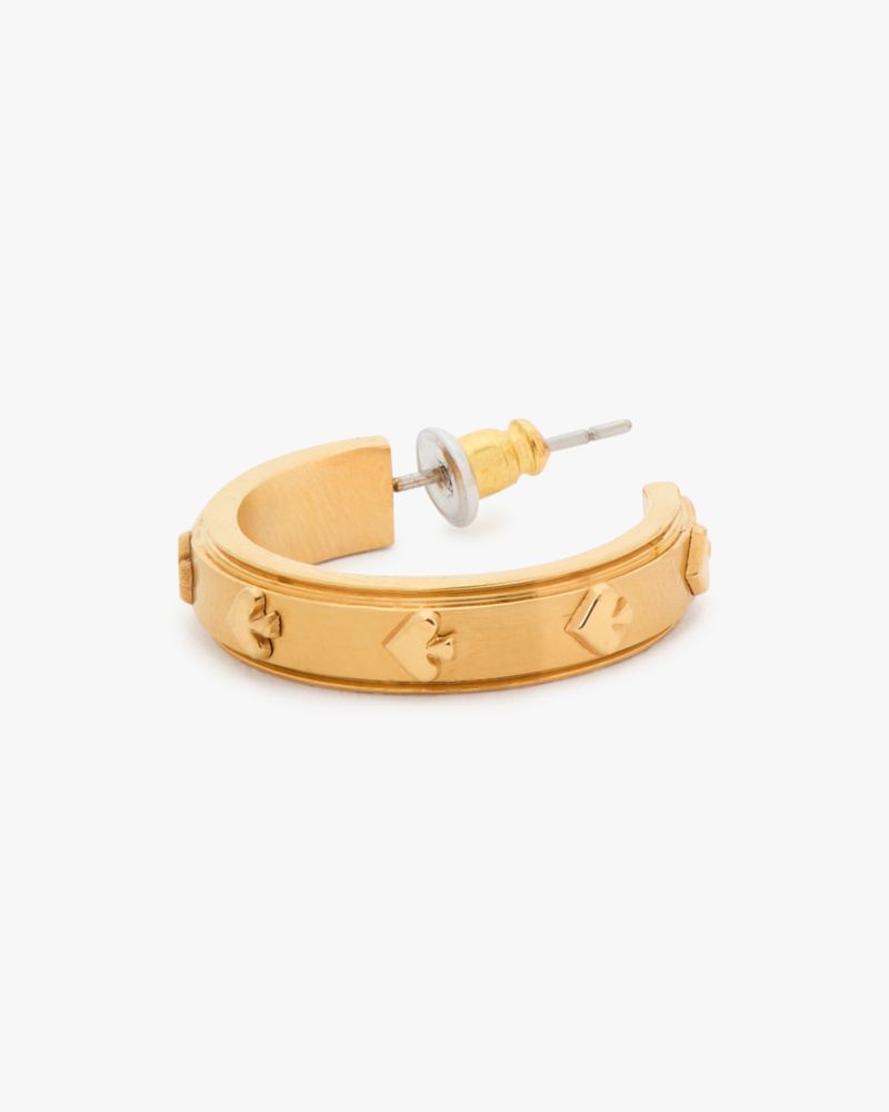 Kate Spade,Spot The Spade Metal Hoops,Gold