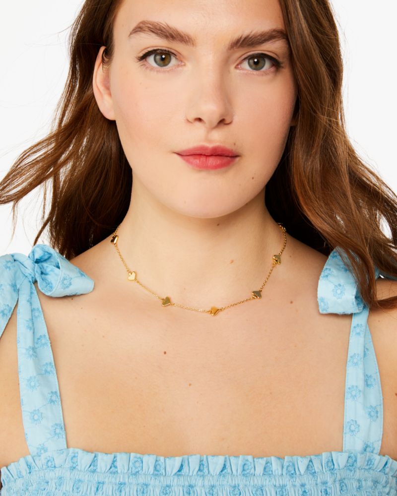 Kate Spade,Spot The Spade Metal Scatter Necklace,Gold