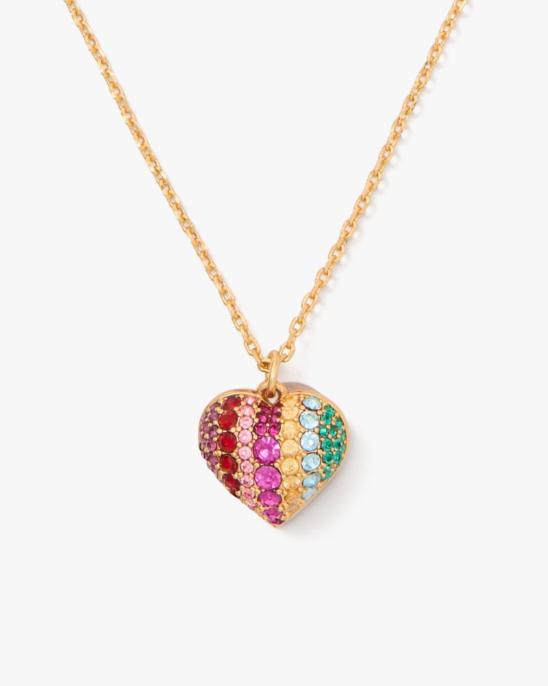 Kate Spade,On The Dot Mini Rainbow Collection Heart Pendant,Multi