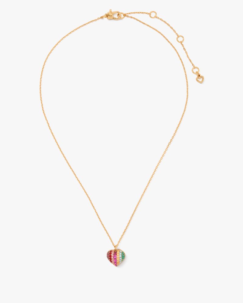 Kate Spade,On The Dot Mini Rainbow Collection Heart Pendant,Multi