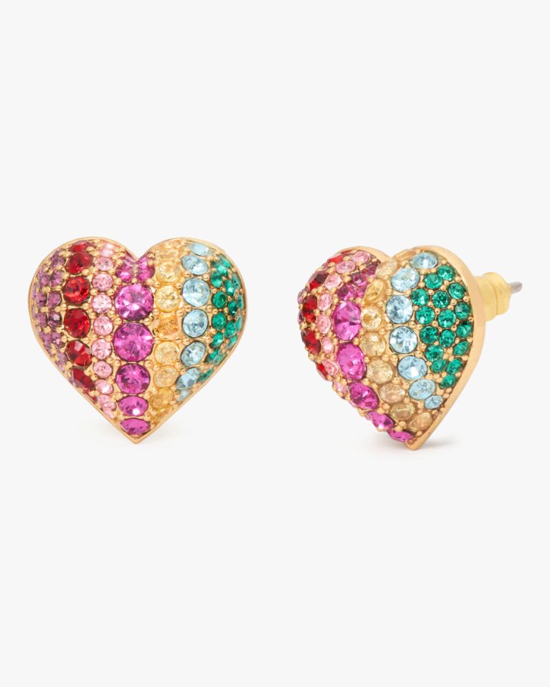 Kate Spade,On The Dot Rainbow Collection Heart Studs,Multi