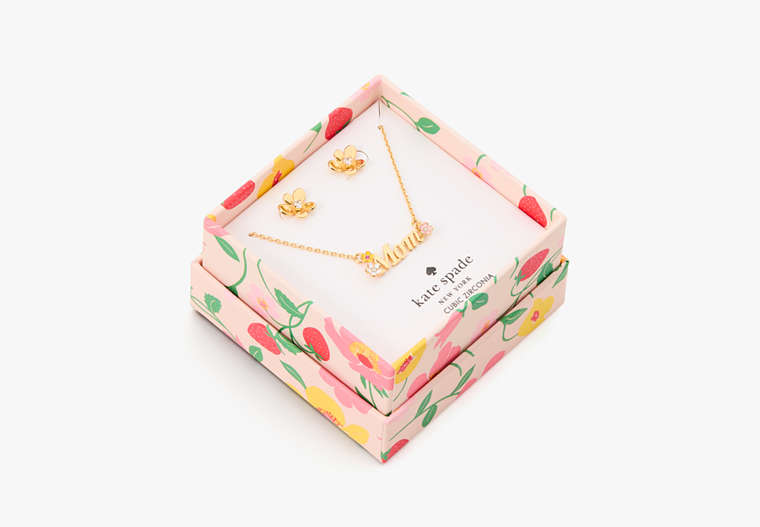 Kate Spade,Darling Blooms Pendant And Studs Set,Gold Multi