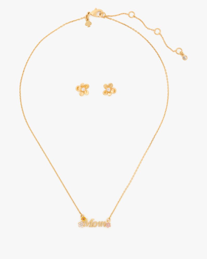 Kate Spade,Darling Blooms Pendant And Studs Set,Gold Multi