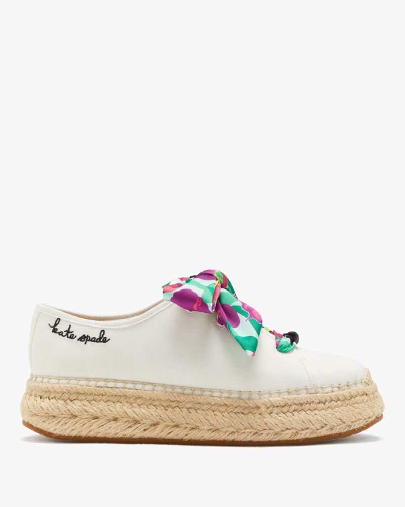 Kate Spade,Eastwell Orchid Bloom Sneakers,Canvas,Lining Canvas,Casual,Espadrilles,Logo,Embroidered,Pattern,Day Party,White