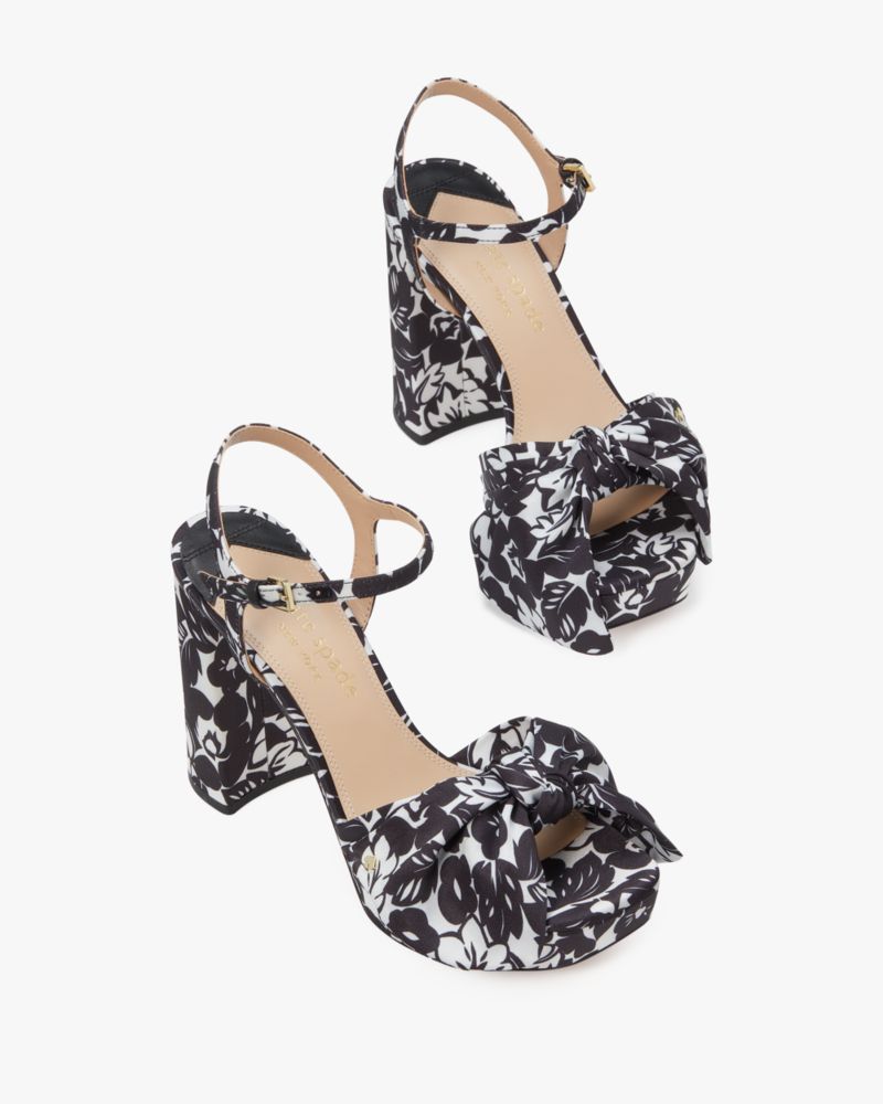 Kate Spade,Lucie Tropical Foliage Platforms,Silk,Sandals,Bow,Day Party,Multi Color