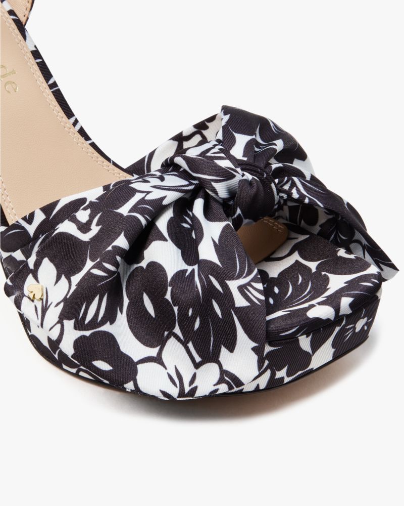Kate Spade,Lucie Tropical Foliage Platforms,Silk,Sandals,Bow,Day Party,Multi Color