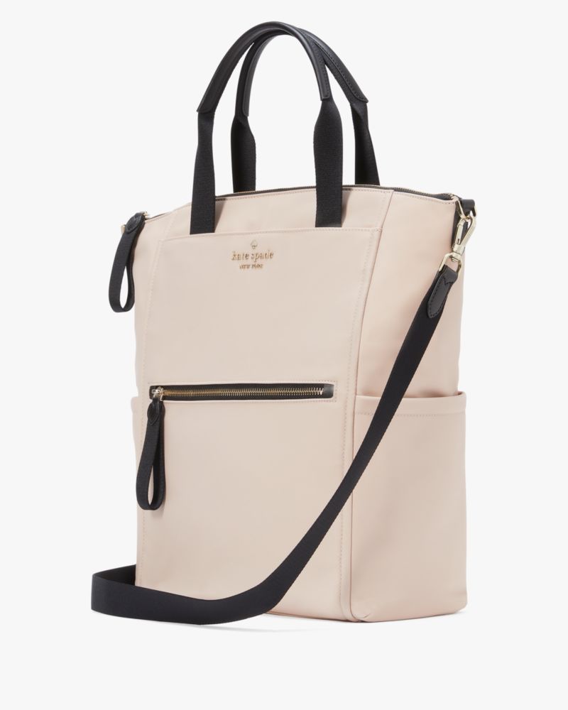 Kate Spade,Chelsea Large Convertible Backpack,Lining Recycled Polyester,Lining Polyester,Backpack,Logo,Metal,Lined,Casual,Beige