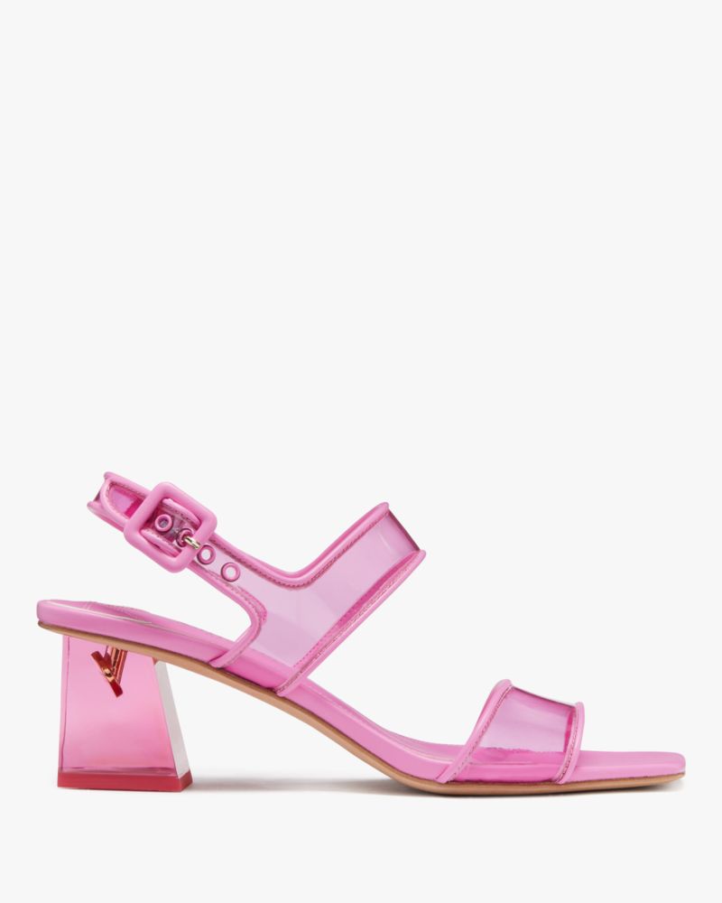 Kate Spade,Milani Lucite Heels,Faux Leather,Sandals,PVC,Lucite,Sheer,Party,Clear,Fuchsia