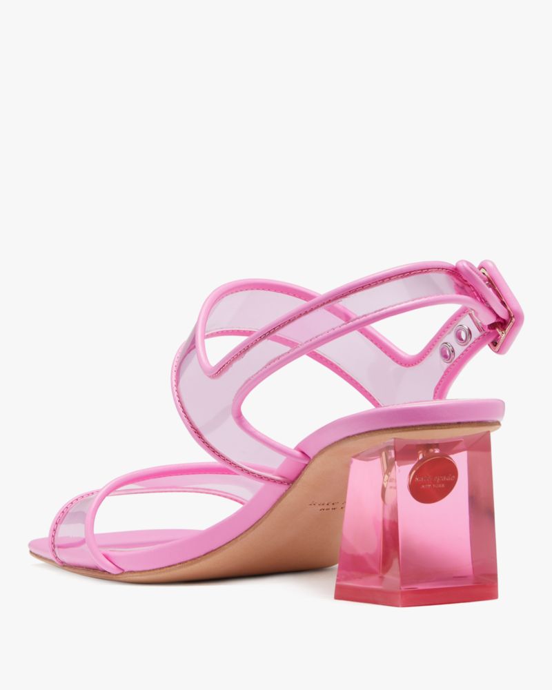 Kate Spade,Milani Lucite Heels,Faux Leather,Sandals,PVC,Lucite,Sheer,Party,Clear,Fuchsia