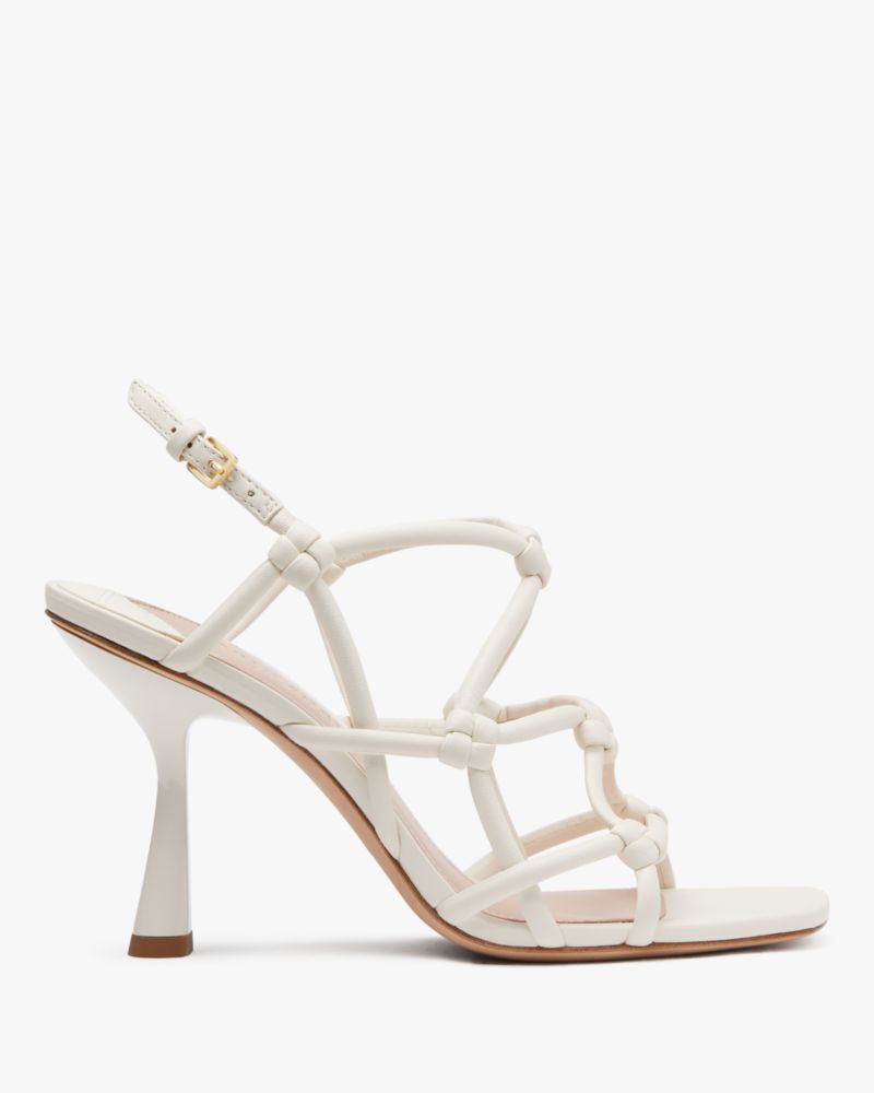 Kate Spade,Coco Heels,Nappa Leather,Lining Leather,Sandals,Knot,Caged,Cocktail,White