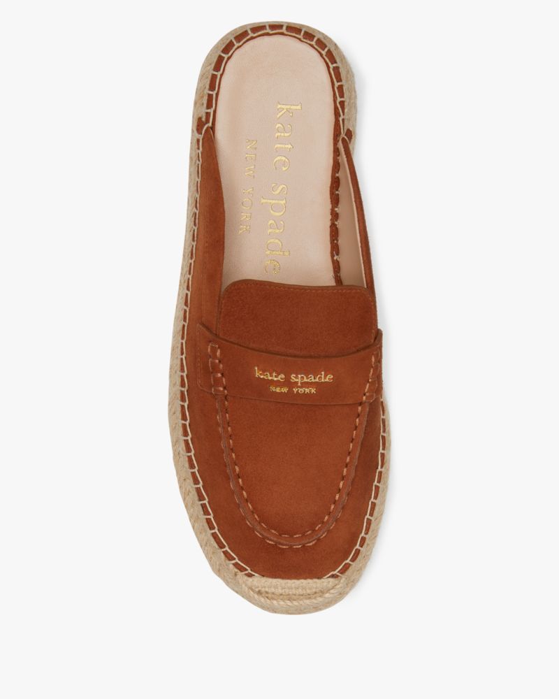 Kate Spade,Eastwell Mules,Lining Leather,Suede,Loafer,Mules,Espadrilles,Logo,Penny Loafer,Casual,Brown
