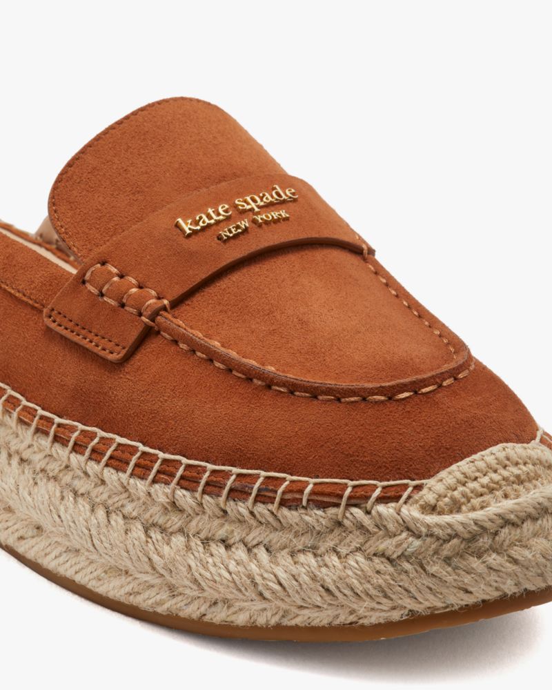 Kate Spade,Eastwell Mules,Lining Leather,Suede,Loafer,Mules,Espadrilles,Logo,Penny Loafer,Casual,Brown
