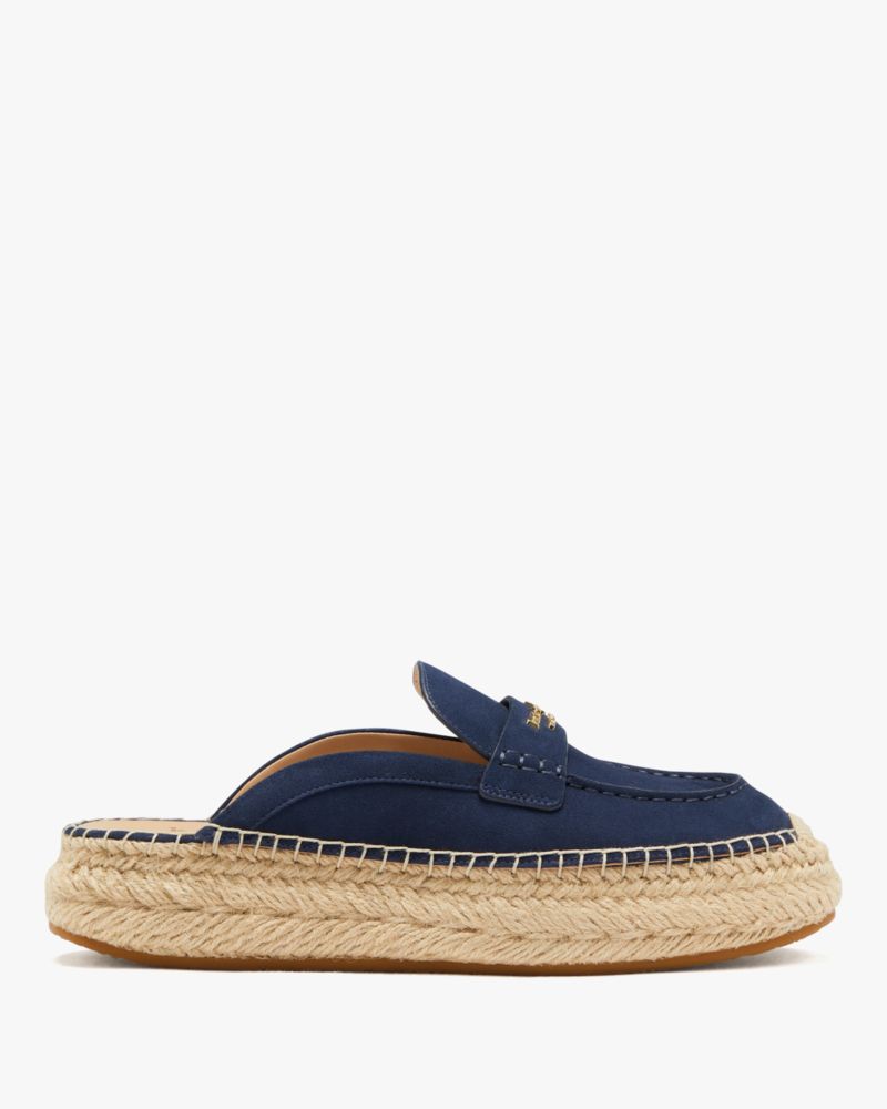 Kate Spade,Eastwell Mules,Lining Leather,Suede,Loafer,Mules,Espadrilles,Logo,Penny Loafer,Casual,Navy