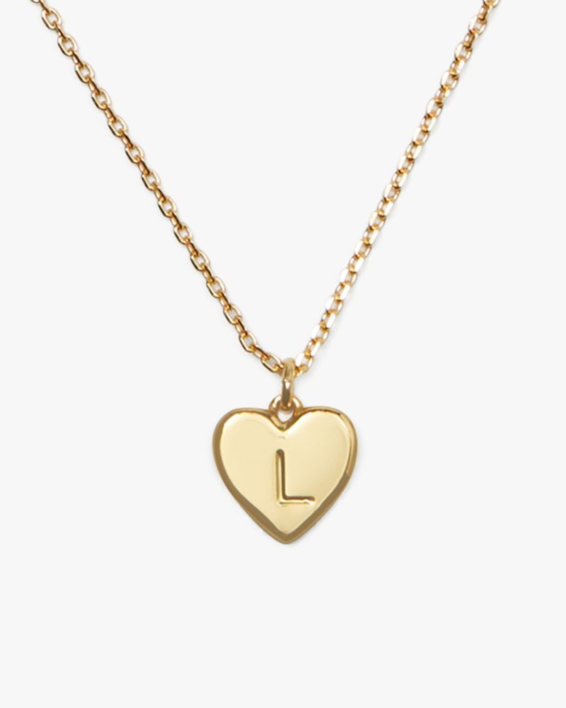 Kate Spade,Initial Here L Pendant,Single Strand,Engraved Detail,Heart Embellishment,Initials Embellishment,Gold Plated,Bra...,