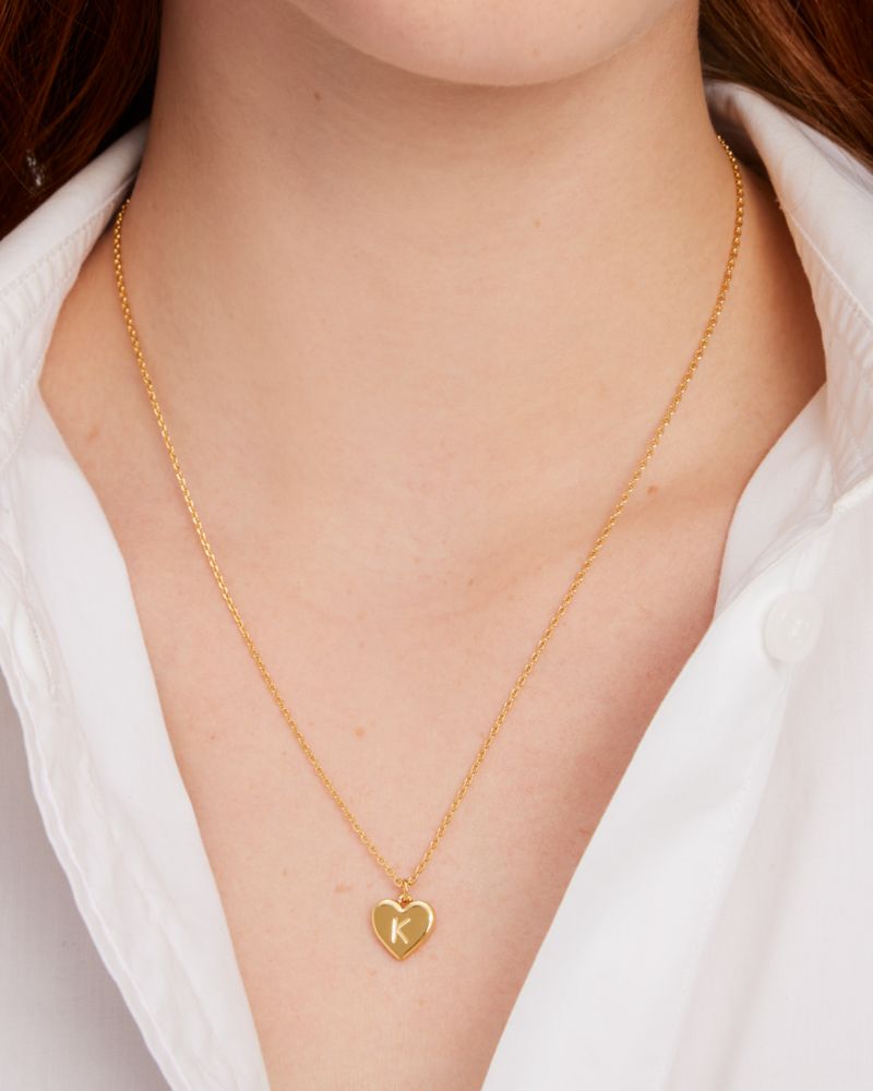 Kate Spade,Initial Here D Pendant,Single Strand,Engraved Detail,Heart Embellishment,Initials Embellishment,Gold Plated,Casual,
