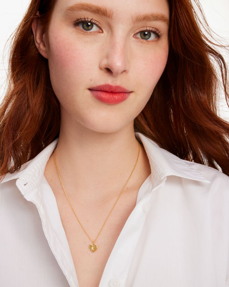 Kate Spade,Initial Here D Pendant,Single Strand,Engraved Detail,Heart Embellishment,Initials Embellishment,Gold Plated,Casual,