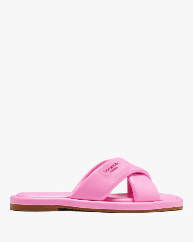 Kate Spade,Rio Slide Sandals,Faux Leather,Slides,Logo,Metal,Casual,