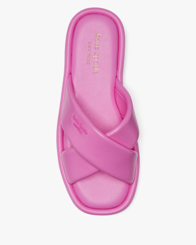 Kate Spade,Rio Slide Sandals,Faux Leather,Slides,Logo,Metal,Casual,