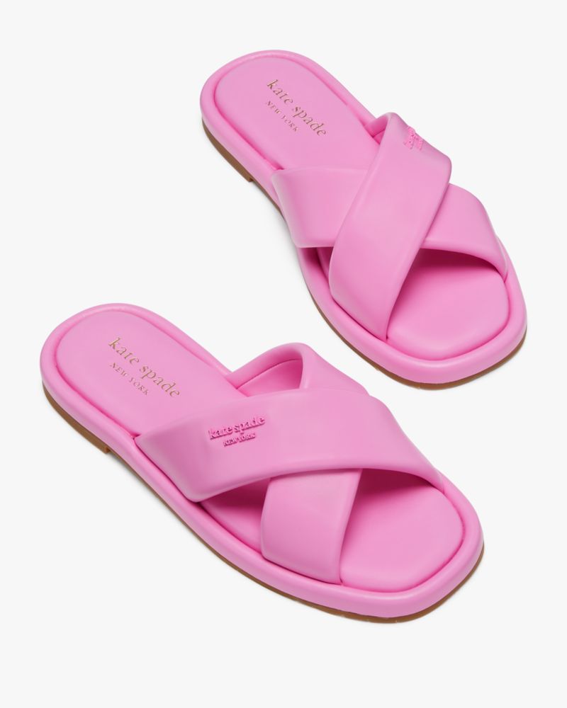 Kate Spade,Rio Slide Sandals,Rubber,Faux Leather,Slides,Logo,Water Friendly,Casual,