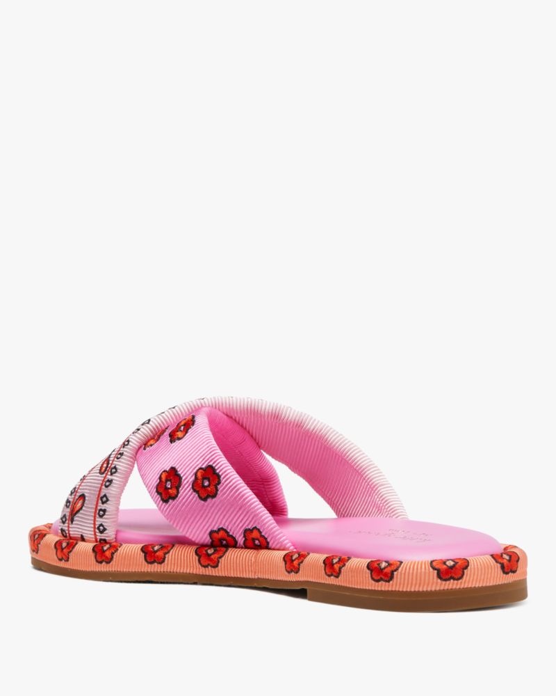 Kate Spade,Rio Bandana Patchwork Slide Sandals,Slides,Pattern,Breathable,Casual,Pink