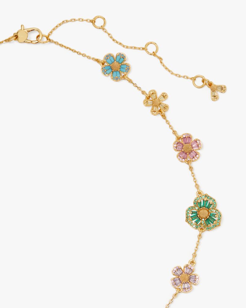 Kate Spade,Fleurette Statement Necklace,Single Strand,Cubic Zirconia,Floral Embellishment,Gem Embellishment,Pave Embellish...,Multi Color