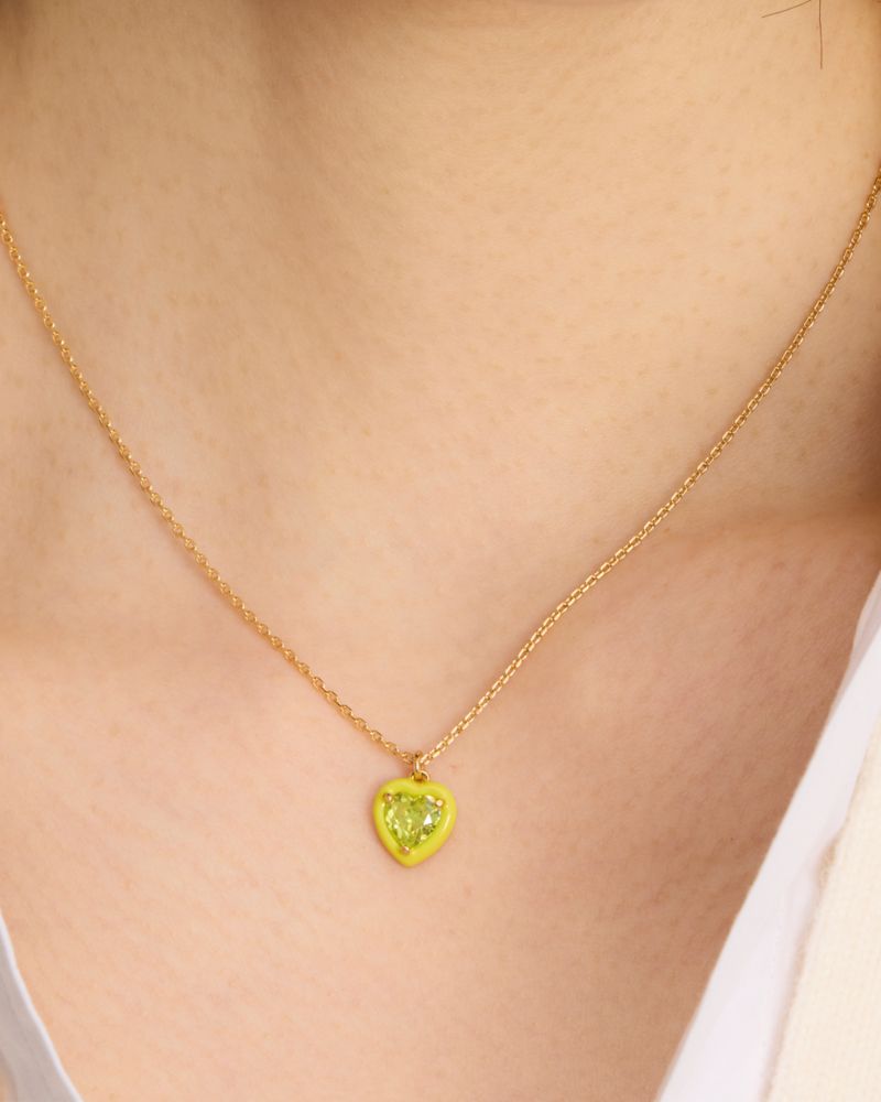 Kate Spade,Sweetheart Mini Pendant,Single Strand,Enamel,Gem Embellishment,Gold Plated,Day Party,Yellow
