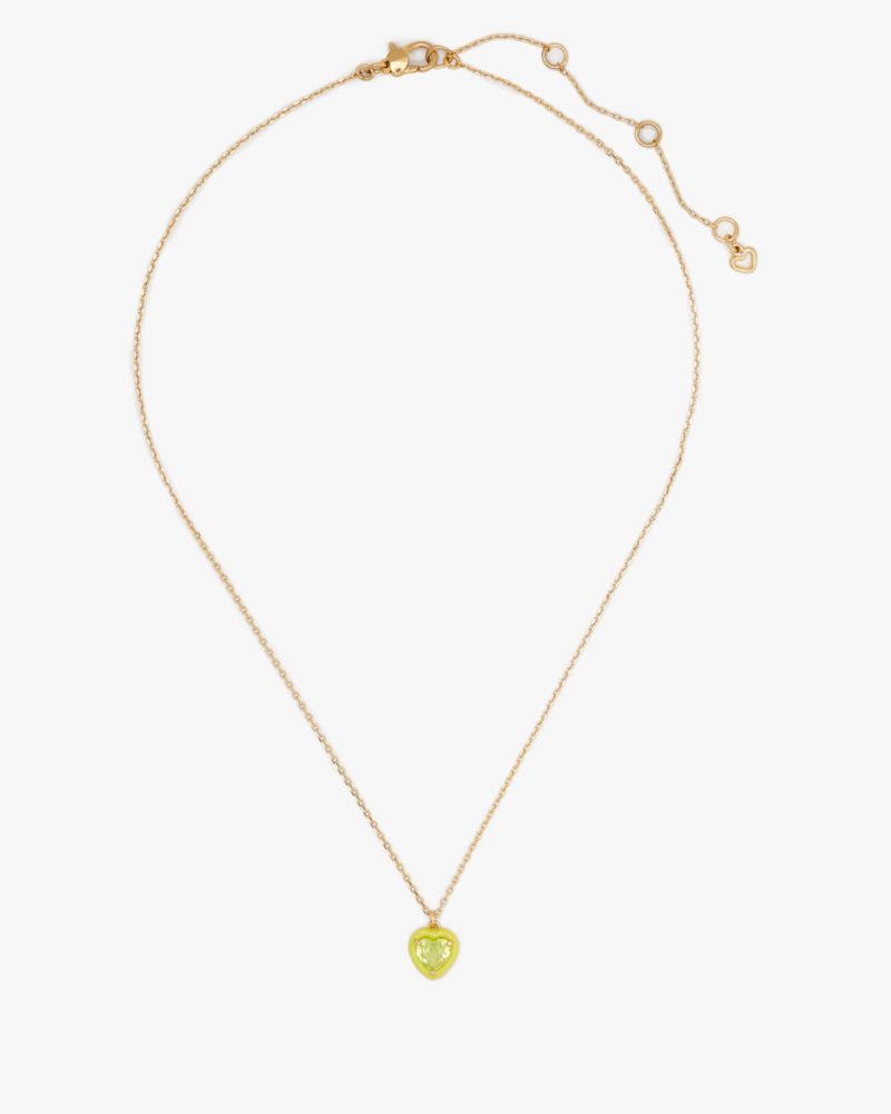 Kate Spade,Sweetheart Mini Pendant,Single Strand,Enamel,Gem Embellishment,Gold Plated,Day Party,Yellow