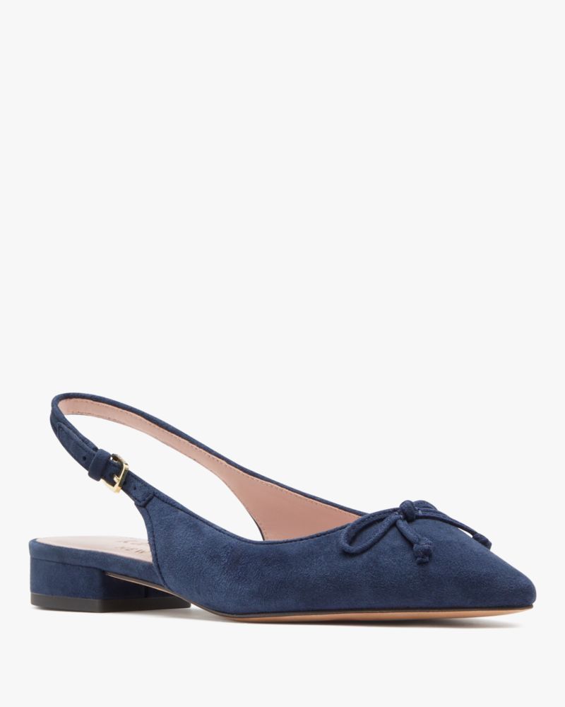 Kate Spade,Veronica Flats,Rubber,Flats,Bow,Elastic Gore,Work,Navy