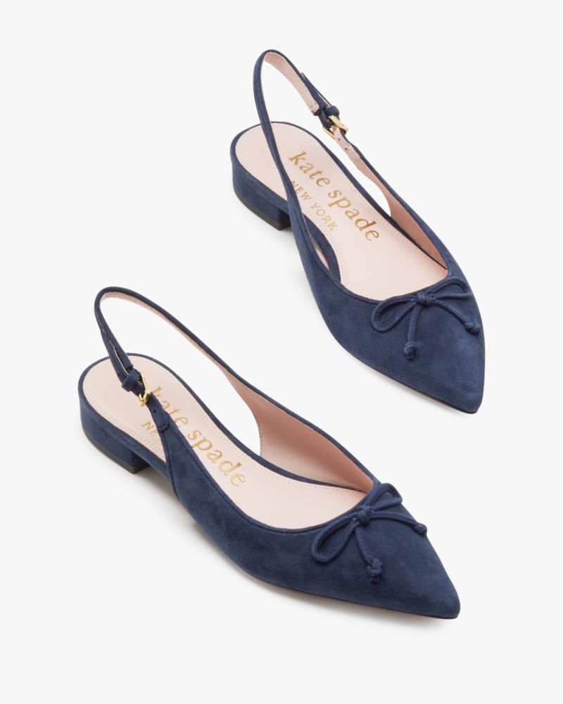 Kate Spade,Veronica Flats,Rubber,Flats,Bow,Elastic Gore,Work,Navy