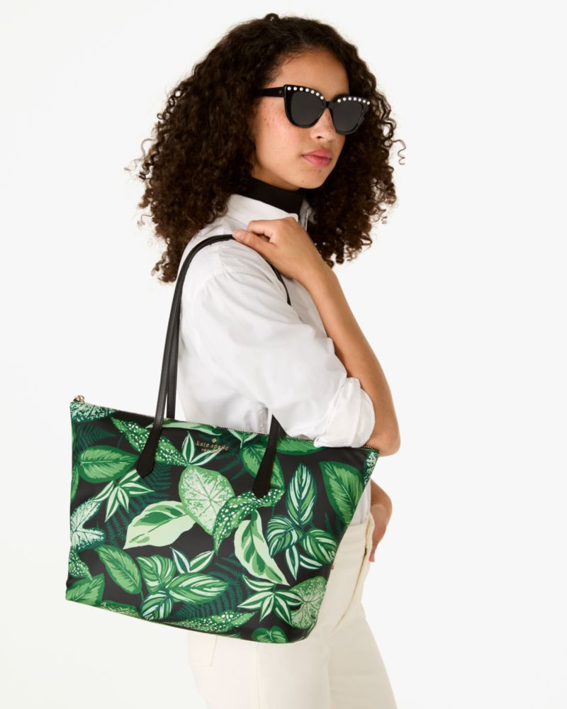 Kate Spade,Kitt Fern Foliage Large Tote,Green Multi