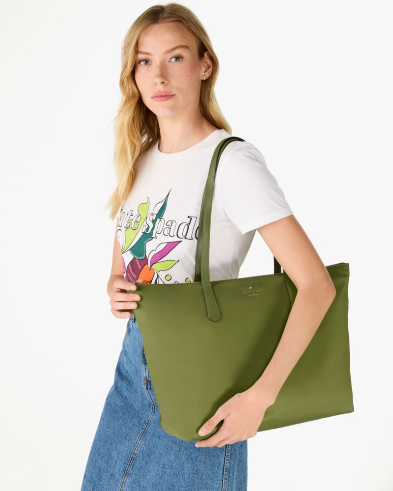 Kate Spade,Kitt Nylon Extra Large Tote,Kelp Forest