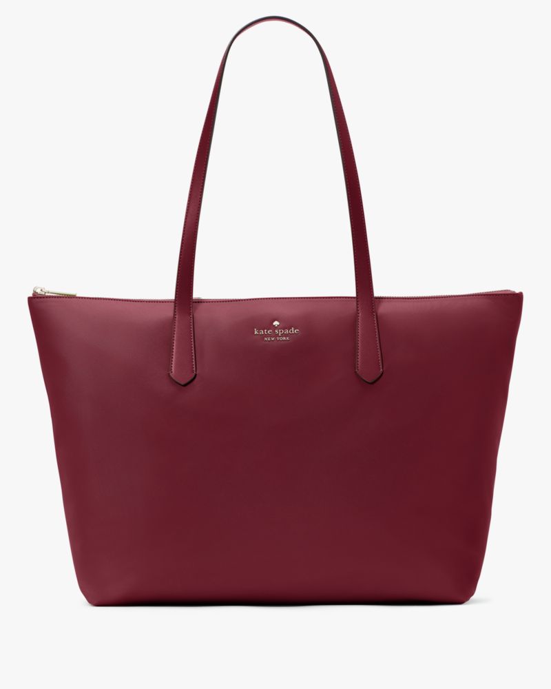 Kate Spade,Kitt Nylon Extra Large Tote,Maroon