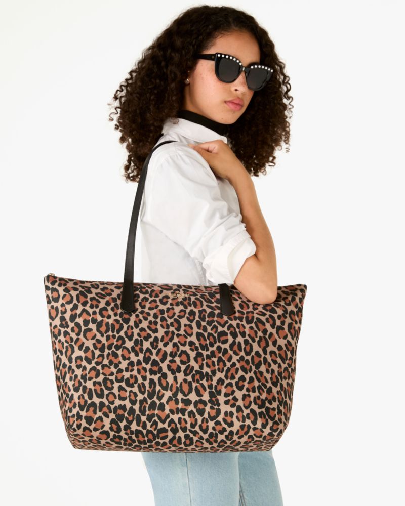 Kate Spade,Kitt Nylon Leopard Extra Large Tote,Multi Color