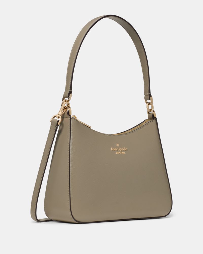 Kate Spade,Margot Convertible Shoulder Bag,Leather,Shoulder Bag,Metal Material,Logo,Metal,Adjustable,Gold Metal,Casual,Gray