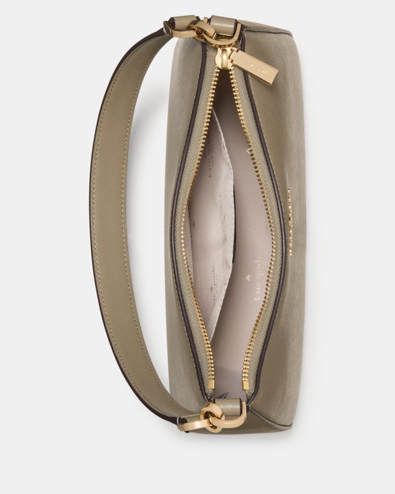 Kate Spade,Margot Convertible Shoulder Bag,Leather,Shoulder Bag,Metal Material,Logo,Metal,Adjustable,Gold Metal,Casual,Gray