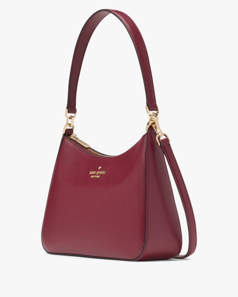 Kate Spade,Madison Convertible Shoulder Bag,Leather,Shoulder Bag,Metal Material,Logo,Adjustable,Casual,Maroon