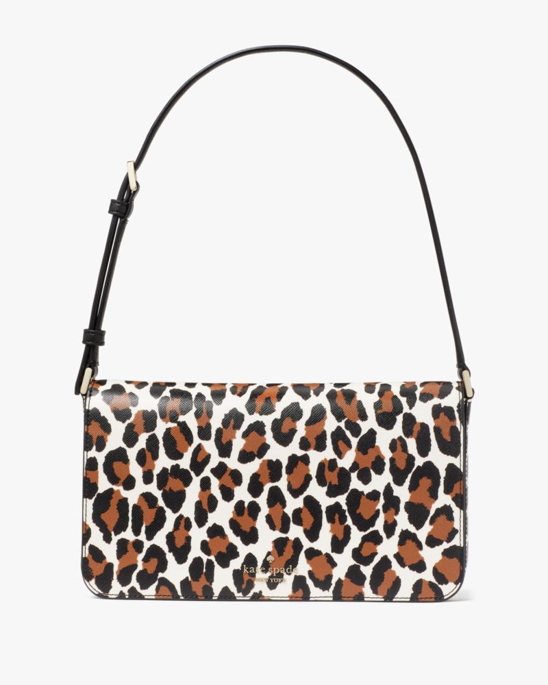 Kate Spade,Staci Spotted Animal Printed Flap Shoulder Bag,Cream Multi