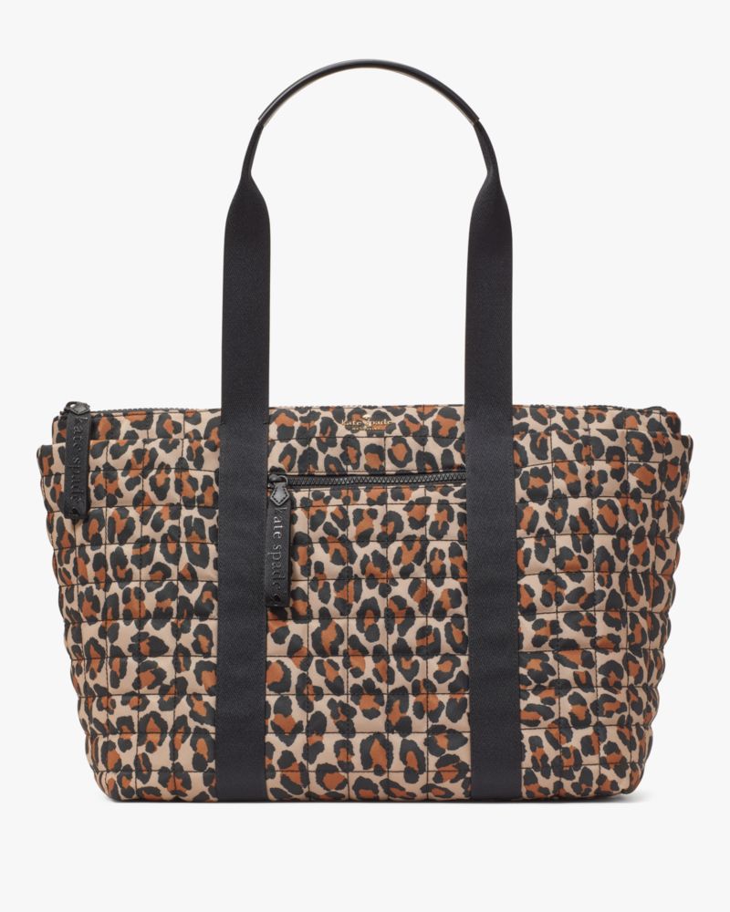 Kate Spade,Camden Quilted Leopard Extra Large Tote,Brown Multi