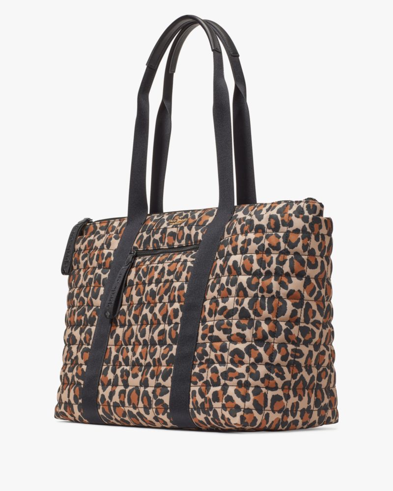 Kate Spade,Camden Quilted Leopard Extra Large Tote,Brown Multi