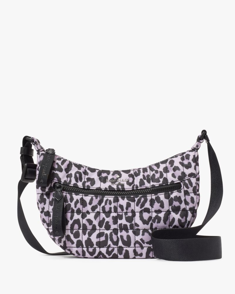 Kate Spade,Camden Quilted Large Leopard Sling Bag,Lining Nylon,Shoulder Bag,Metal Material,Logo,Metal,Casual,